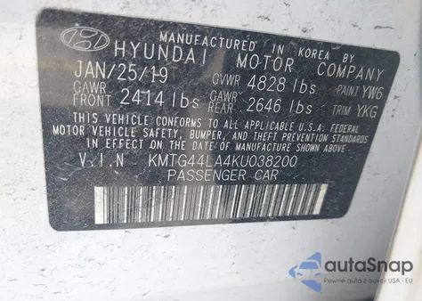 2019 Genesis G70 2.0T Advanced from USA, damaged, VIN KMTG44LA4KU038200